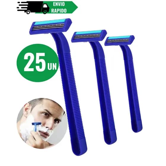 Aparelho De Barbear Barbeador Descartável Com 2 lâmina Com Fita Lubrificante Cartela 12 E 25 Unidades
