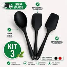 Conjunto De Espátulas mais Colher de Silicone Antiaderente Utilidade Domestica Multifuncional
