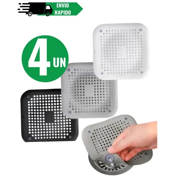 4 Conjunto Protetor Tampa De Ralo P/ Banheiro e Cozinha De Silicone Anti Cabelos, Pelos Petz Insetos Indesejáveis
