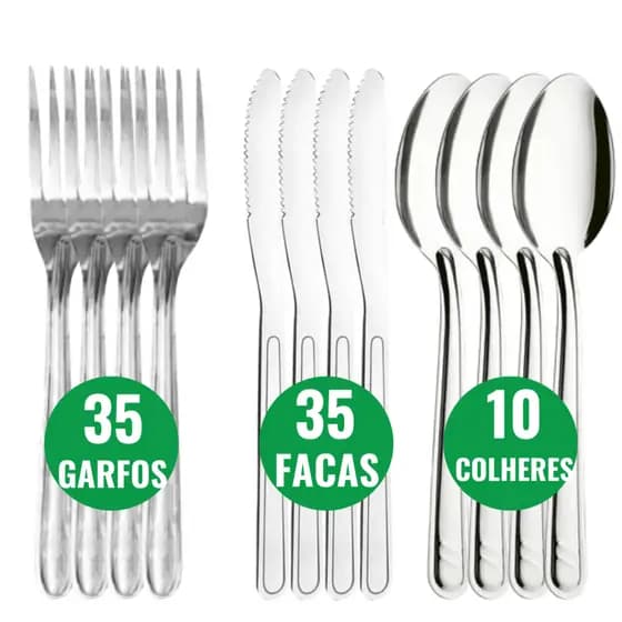 Jogo de Talher 80 Peças em Aço Inox 35 Garfos 35 Facas 10 Colheres Talheres para jantar