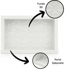 Nicho Banheiro 30x60 Porta Shampoo e Sabonete Embutir Fundo 3d