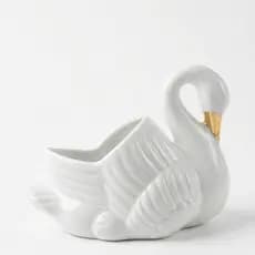 Cisne Branco de Porcelana Bico Ouro - Casa Toco
