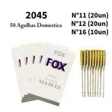 Kit 50 Agulhas Domesticas 2045 Diversos Tamanhos 11/12/16 Maquina Costura Caseira -FOX