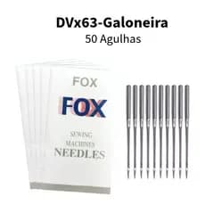 50 Agulhas DVx63 Galoneira Nº9/10/11/12/14/16/18 FOX Maquina Costura Industrial