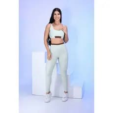 Conjunto  Academia Feminino Legging Fitness + Top detalhe aberto Costa Moda Fitness   Não transparente
