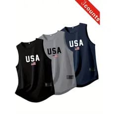Kit 3 Camiseta Regata Oversized Masculina Academia Machão Treino Longline Lisa Grande Larga