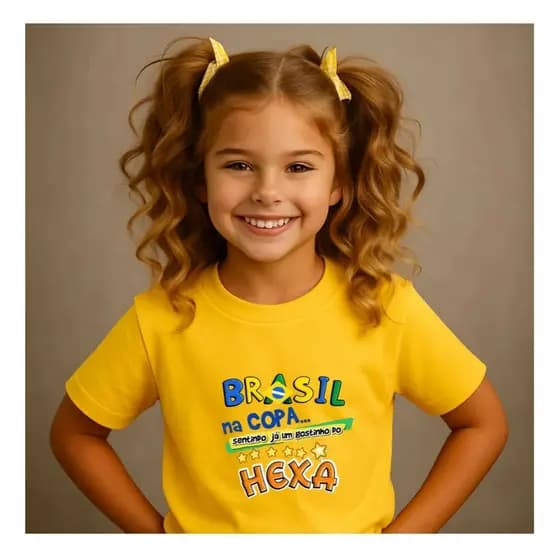 Camiseta Infantil Juvenil 2 ao 16 Brasil Copa do Mundo 2026 Unissex Torcedor Oficial