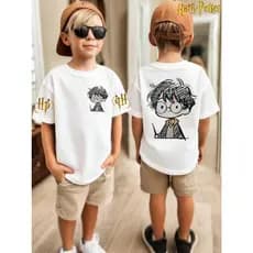 Camiseta Infantil Juvenil Unissex Harry Magia Figurinha Poter Roupa Básica Criança Potter