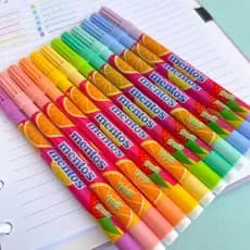 Kit 12 Canetinhas Mentos Canetinha Hidrográfica com Cheirinho Da Bala Mentos Neo Pen Cor Pastel 12 Cores