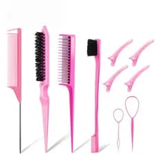 Kit Pente De 10 Peças Com Ferramenta De Trança E Clipe De Bico De Pato Estilo/Escova De Cabelo