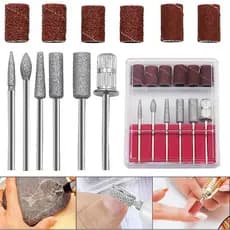 Caixinha com 6 Brocas Lixa Elétrica Lixadeiras Unhas Manicure + 6 Refis de Lixas