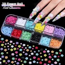 Caixa de Encantos Unhas Flor 3D para Nail Art/Fofo Coloridos Florais de Acrílico para Unhas com Pétalas