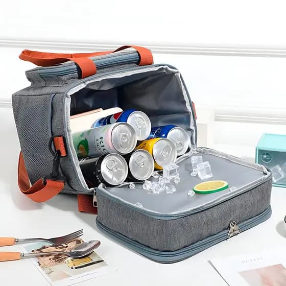 Bolsa Marmita Térmica Lancheira Faculdade Trabalho Cor:Cinza