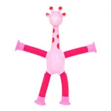 Girafa Pop It Tubo Led Estica Puxa Gruda Brinquedo Infantil Cor:Rosa