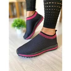 Tênis Feminino  Slip On Caminhada Sem Cadarço Casual Confortável Antiderrapante Leve