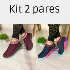 Tênis Feminino Calce Fácil Slip On Confortável Trabalho Caminhada Academia kit promoção