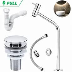 Kit Banheiro ABS Cromado – Torneira de Bancada Link + Válvula Click 7/8 + Sifão + Engate 40cm