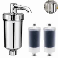 Copo Filtro Universal ABS Cromado Torneira Cozinha Com Refil Pró Saúde Purificador de Água