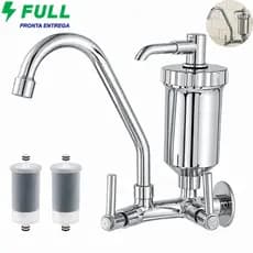 Torneira Parede Com Filtro Purificador De Agua Gourmet Pia Cozinha Flexível 360 Cromado