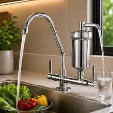 Torneira Bancada Com Filtro Purificador De Agua Gourmet Pia Cozinha Flexível Bica Movel Cromado