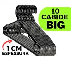 Cabide BIG SMART Estrutura EXTRA REFORÇADA 1CM Para Roupas Pesadas 10 Unidades