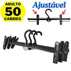 Kit 50 Cabides Prendedor Tamanho Variável P/ Calças, Saias, Shorts Presilhas