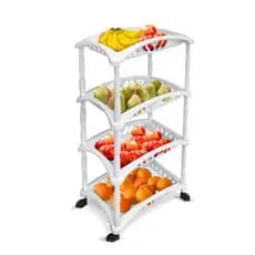 Fruteira de Chão c/ Rodinhas 4 Bandejas - Organizador Vertical Arqplast