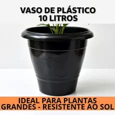 Vaso Plástico 10 Litros Grande Redondo Preto - 38x32cm Arqplast Polipropileno Reciclado
