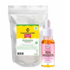 Kit Facial Óleo Rosa Rubignosa 100% 20ml C Dolomita Pó 500g