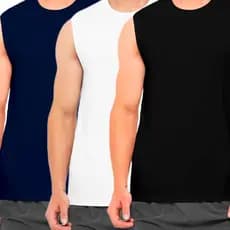 Kit 3 Camiseta Masculina Regata Machão Dry Fit Básica Academia Treino Verão