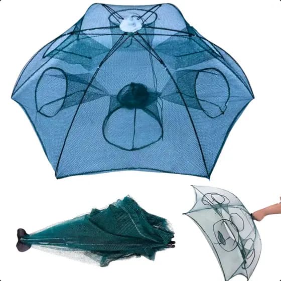 Armadilha Covo Peixe Isca Viva Lambaris Camarões 90x90cm/ peixes com 6 entradas Rede Retrátil
