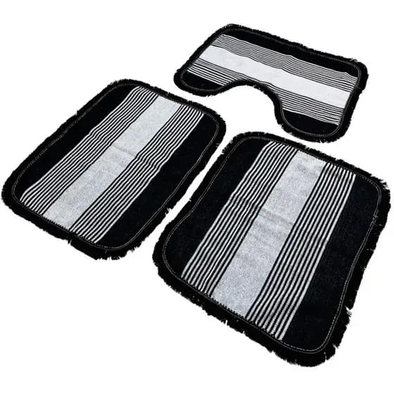 Kit Tapete Jogo De  Banheiro 3 Peças Liso Luxo Com Franja