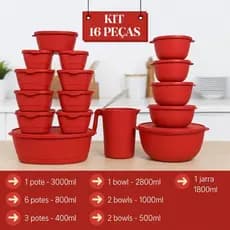 Kit Potes Herméticos 16 Peças Com Jarra Organizador De Cozinha Para Alimentos Mantimentos Livre BPA