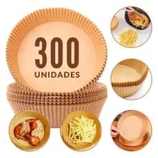 Kit 300 Formas Airfryer Descartáveis Antiaderentes de Papel para Fritadeira Elétrica Forno Alta Resistência Praticidade