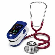 Kit Profissional Oxímetro + Estetoscópio Duplo Bordô  Alta Precisão Uso Médico e Doméstico  Envio Rápido Enfermagem