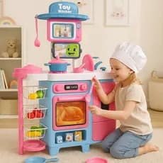 Cozinha Infantil Grande Menina Completa Com Geladeira Forno Fogão Fruteira Sai Água de Verdade