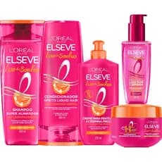 Kit Elseve Liso Dos Sonhos Shampoo 400ml+Condicionador 400ml+Máscara 300g+Creme Pentear 250ml+ Serum Leave-in 100ml