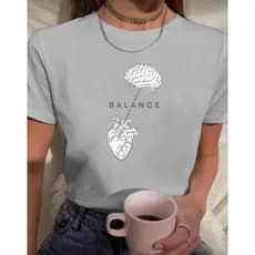 Camiseta Feminina Babylook t-shirt BALANCE CORAÇÃO 100% Algodão Faculdade profissão psicologia