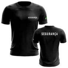 Camiseta  Uniforme Profissional Empresa de Segurança Fardamento Farda Camisa Manga Curta Preta Logo