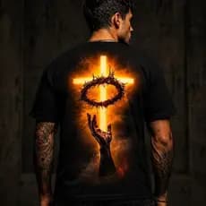 Camiseta Mão de Jesus Cristo Cruz Religiosa Católica Cristã Masculina e Feminina Camisa de Fé e Esperança Espiritual