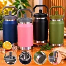 Garrafa Térmica 1200ml com Alça Aço Inox Parede Dupla Conserva Gelado e Quente