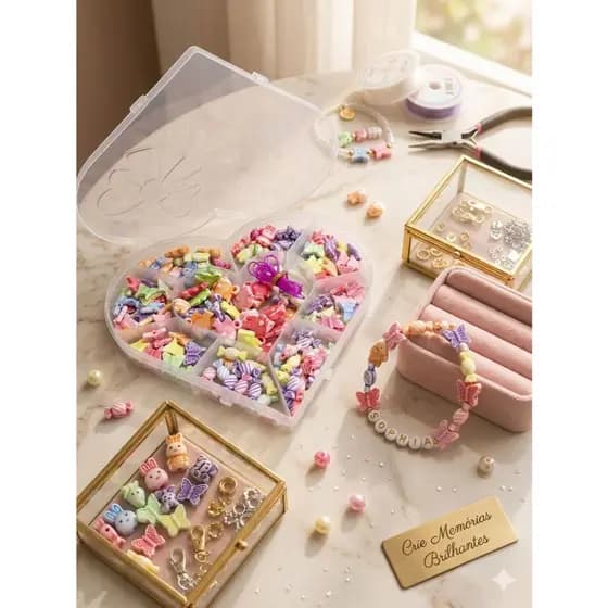 Kit Miçangas Infantis Coloridas Para Pulseiras e Artesanato