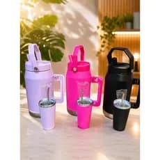 Garrafa Térmica 2 Litros Inox com Bomba e Copo 150ml Tereré Chimarrão Água Gelada e Quente