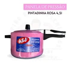 PANELA DE PRESSÃO 4,5 LITROS ROSA PIGMENTADA ALUMINIO SÃO JORGE APROVADA SELO INMETRO  + ENVIO IMEDIATO