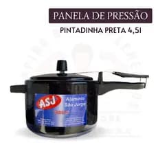 PANELA DE PRESSÃO 4,5 LITROS PRETA PIGMENTADA ALUMINIO SÃO JORGE APROVADA SELO INMETRO S + ENVIO IMEDIATO