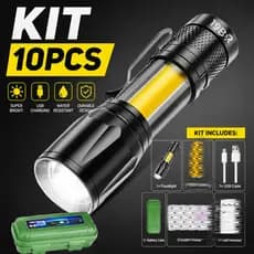 Kit 10 De Mini Lanterna Com Led E Zoom Recarregável Usb Envio Rápido