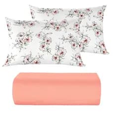 Kit Lençol King com Elástico + 2 Fronhas Estampadas Teka 100% Algodão