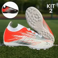 Kit 2 Chuteira Futebol Campo Costurada Macia Leve Confortável Masculina