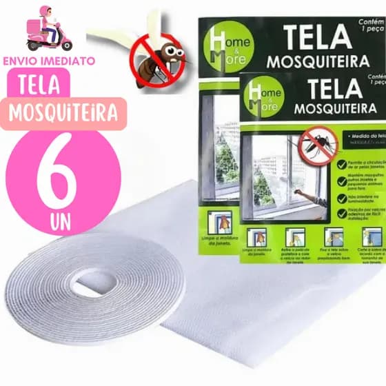 6 Telas Mosqueteira Ajustável com Autocolante Anti Insetos Moscas Pernilongo Barata Mosquito Dengue