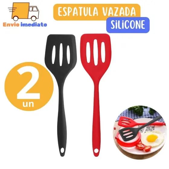 Kit 2 Espatula Vazada Chapeiro de Silicone para Fritura Hamburgueria, Cozinha, Lanchonete Restaurante Multiuso Universal